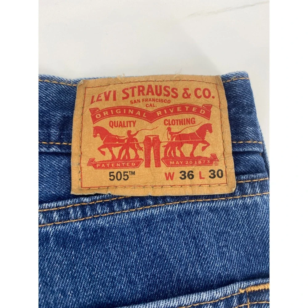 Levi's 505 Regular Fit Straight Leg Mens Jeans 36x30 Blue Denim Medium Wash